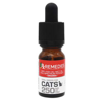 Rx Remedies, Cat Oral Drops, 25mg/mL, anxious cat, cat pain, CBD for Cats, CBD + Fish Oil, MCR Oil, Full Spectrum Potency